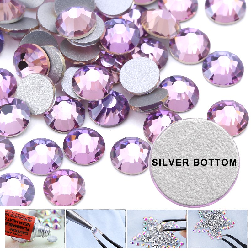 Hộp Đá Tím Hồng SS16 SS20 SS30 Dùng Trang Trí Móng Tay Nghệ Thuật