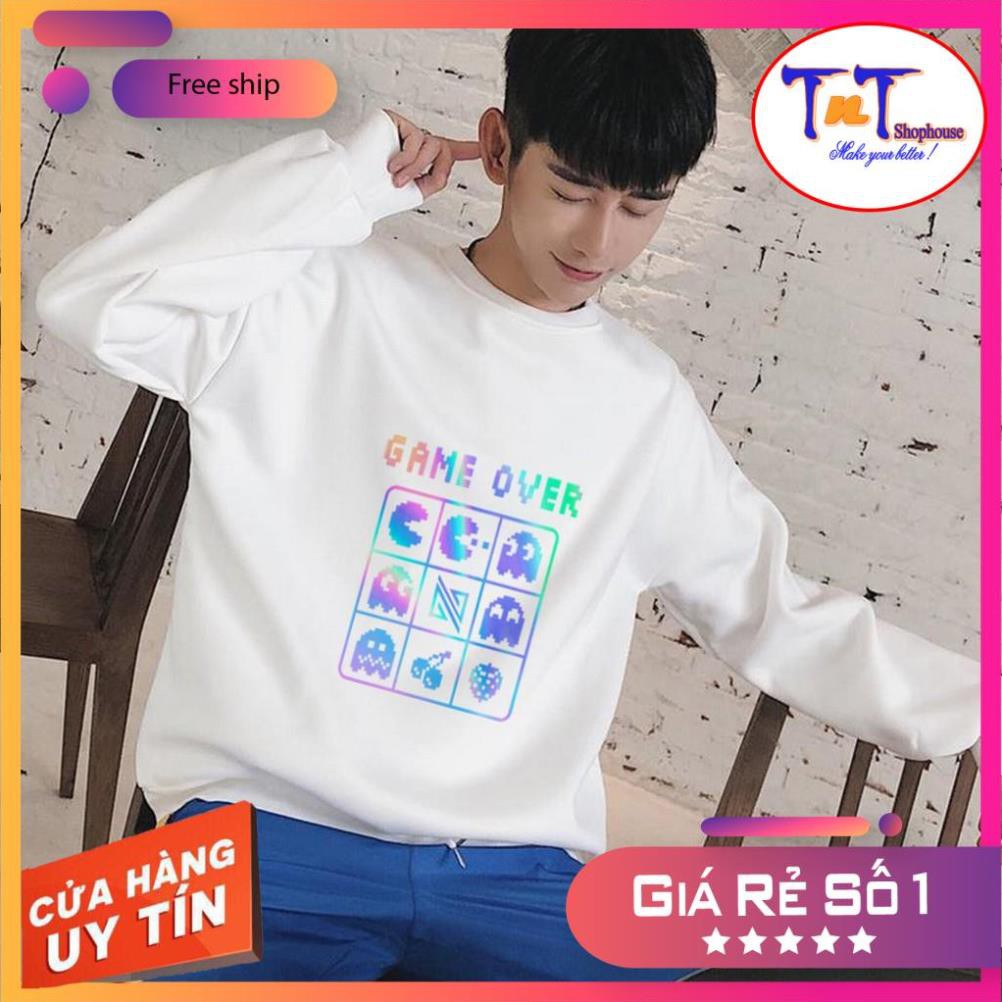 [GIÁ GÓC]AS22 Áo Sweater Game Over Phản Quang Áo Nỉ Dài Tay Unisex Nam Nữ thời trang cao cấp sinh viên học sinh