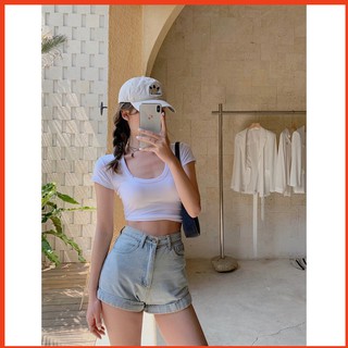 Áo croptop cổ u trơn, áo croptop nữ thời trang bền đẹp ct39
