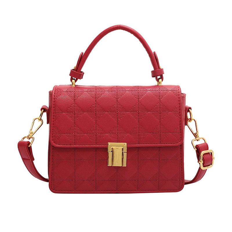 Túi đeo chéo IELGY họa tiết hình thoi nhỏ nút khóa phối xích cho bạn nữ