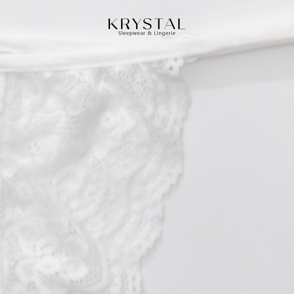 Bộ đồ lót ren không gọng mút mỏng màu trắng có dây phối ren họa tiết KRYSTAL KSB19
