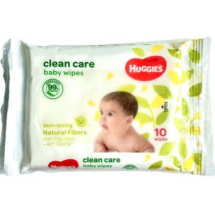 ( Giá Rẻ) Khăn Ướt Em Bé Huggies Clean Care Bỏ Túi Nhỏ Tiện Dụng Cho Mẹ Và Bé 10 Miếng Không Mùi, Không Cồn Dày, Nhỏ Gọn