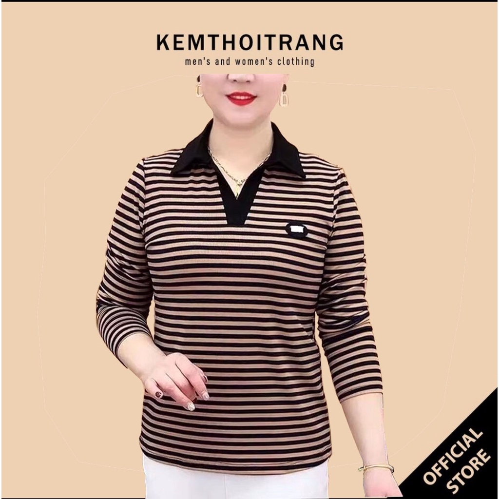 Áo Sweater Tay Dài Cổ Chữ V, Họa Tiết Kẻ Sọc Thời Trang Mùa Thu