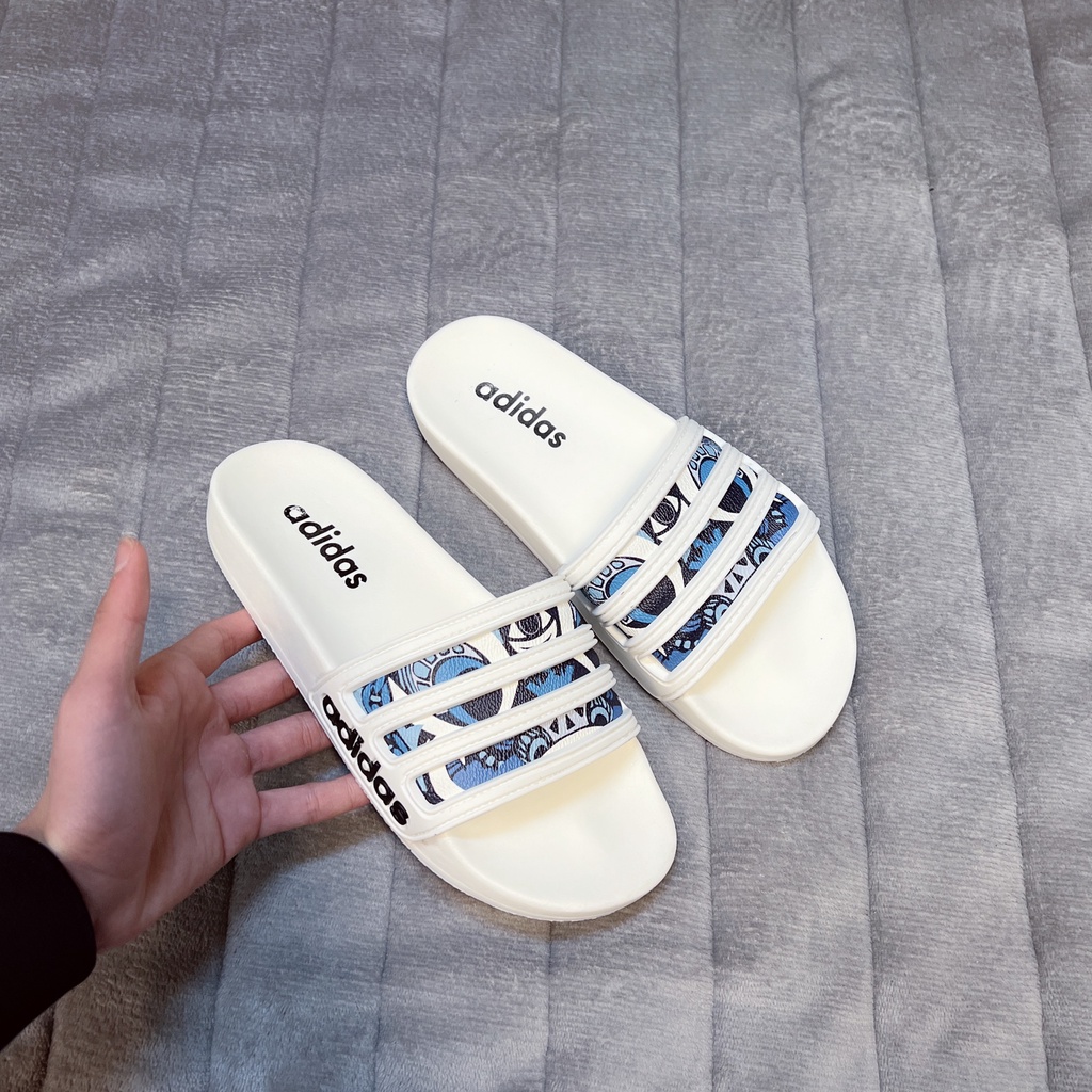 FREE SHIP Dép A.D.I.D.A.S 3 sọc họa tiết mắt kì lân xanh đế kép 2 lớp chống trơn chống trượt