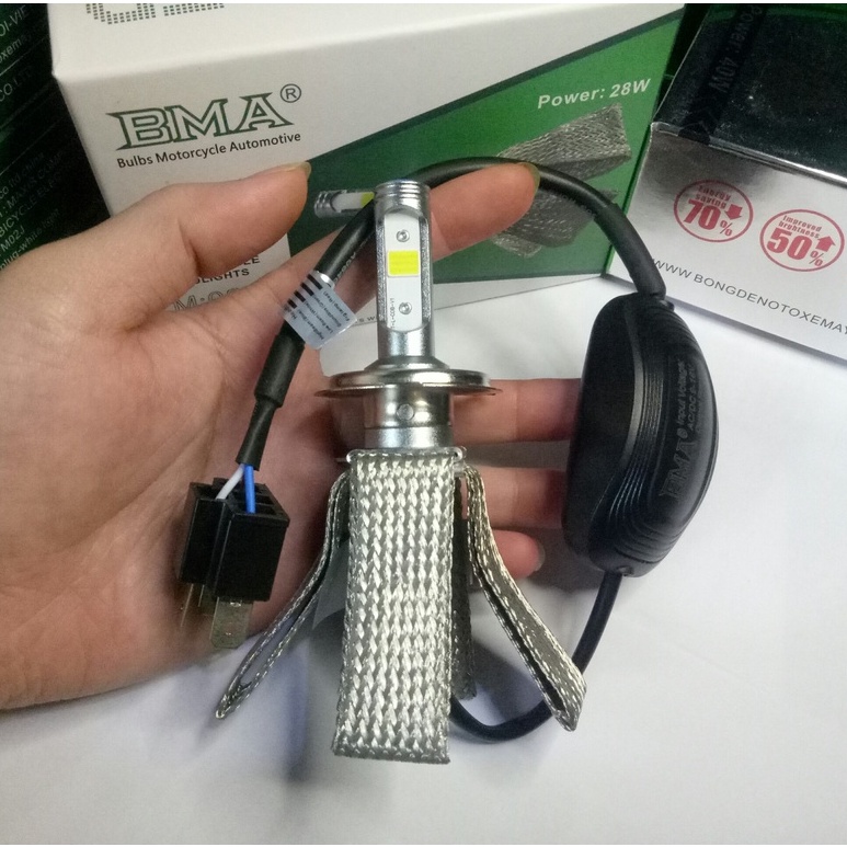 Bóng đèn pha LED BMA siêu sáng - chân H4 hoặc M5 phù hợp các loại xe máy
