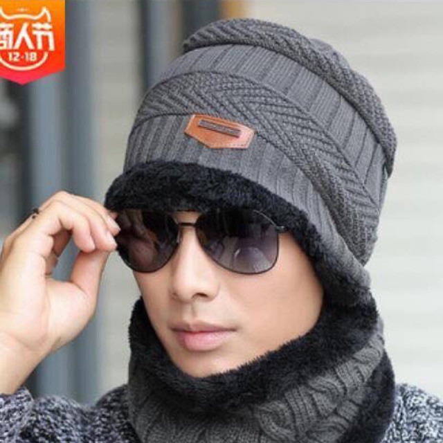 SET Khăn Mũ Len Lót lông nam nữ ( Hàng Quảng Châu cao cấp)
