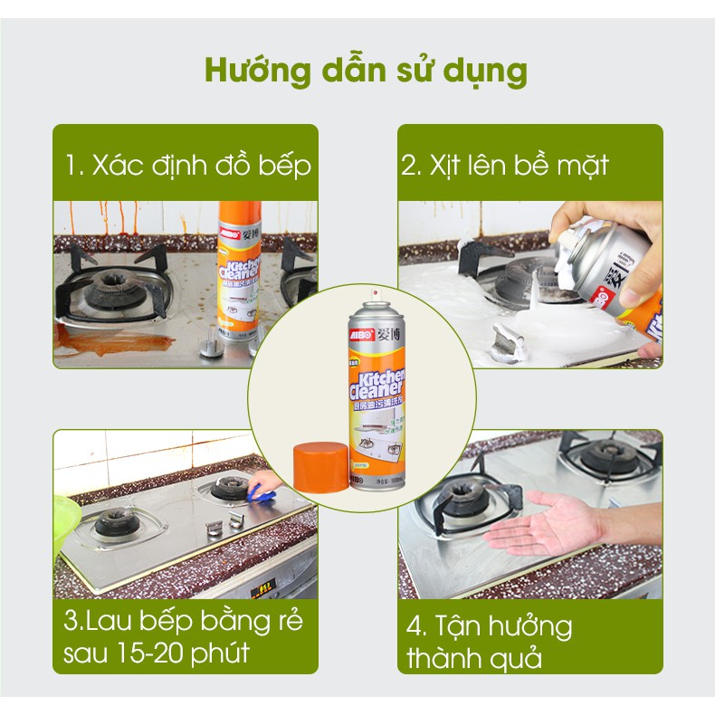 [BỘ ĐÔI HOÀN HẢO] Bình Xịt Vệ Sinh Nhà Bếp Aibo Vàng & Miếng Cọ Nồi Siêu Sạch - Quà Tặng Kèm 2 Túi Magic Rub