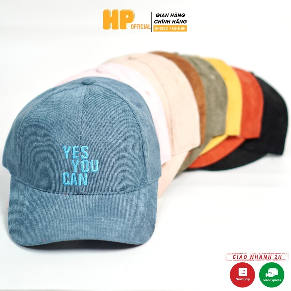 Mũ lưỡi trai ❤️ Nón kết thêu chữ Yes You Can phong cách Ulzzang form unisex nam nữ N06 - Happy Style