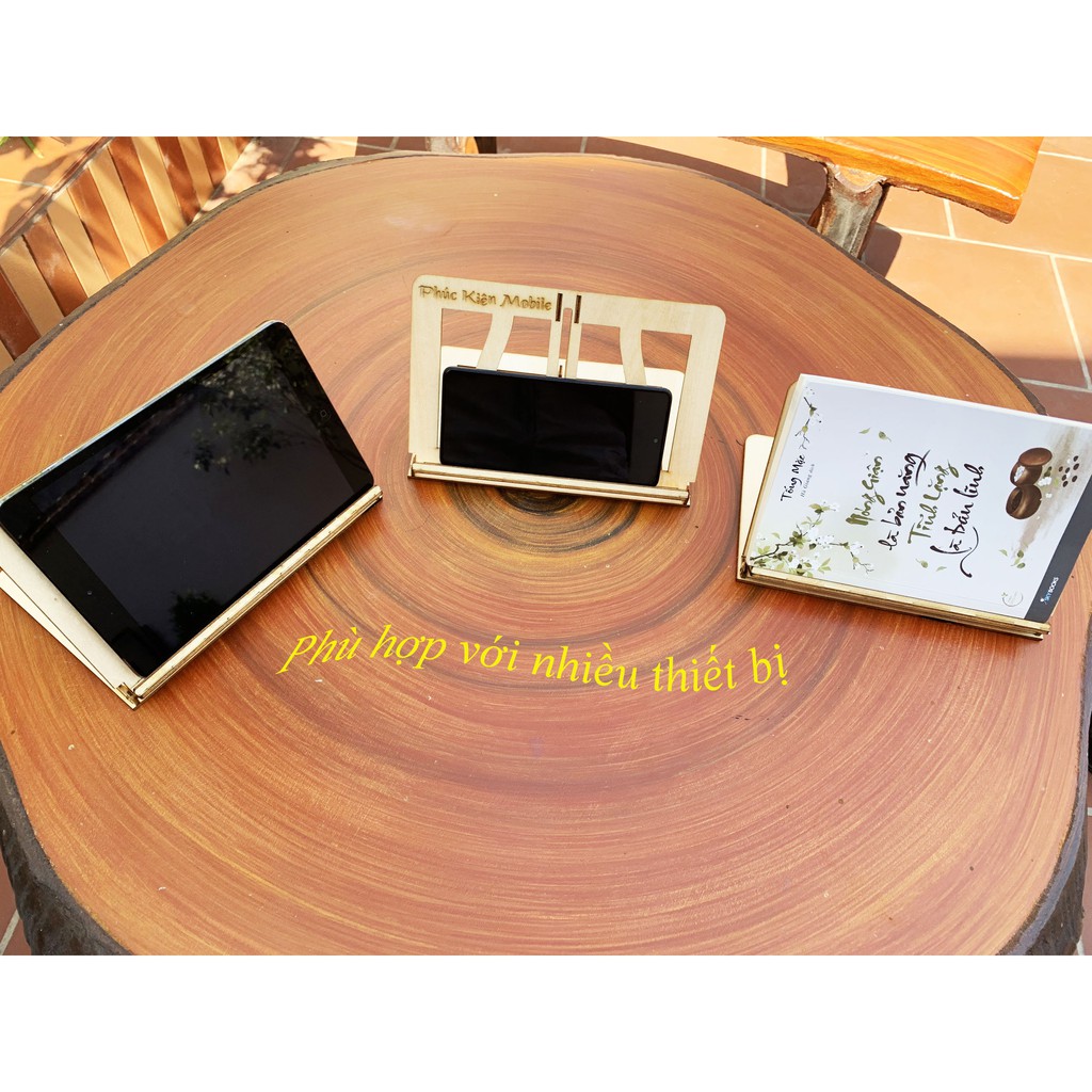TT0011 Giá/Gá để IPad,Iphone,smartphone, Notepad ,holder bằng gỗ made in Việt Nam [Khắc tên lên sản phẩm theo yêu cầu]
