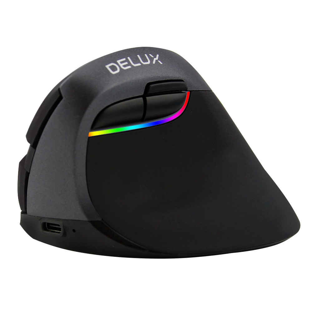 Chuột Quang Không Dây Bluetooth 4.0 Dạng Đứng Gắn Đèn RGB 2 Chế Độ Delux M618 Mini (2.4Ghz)