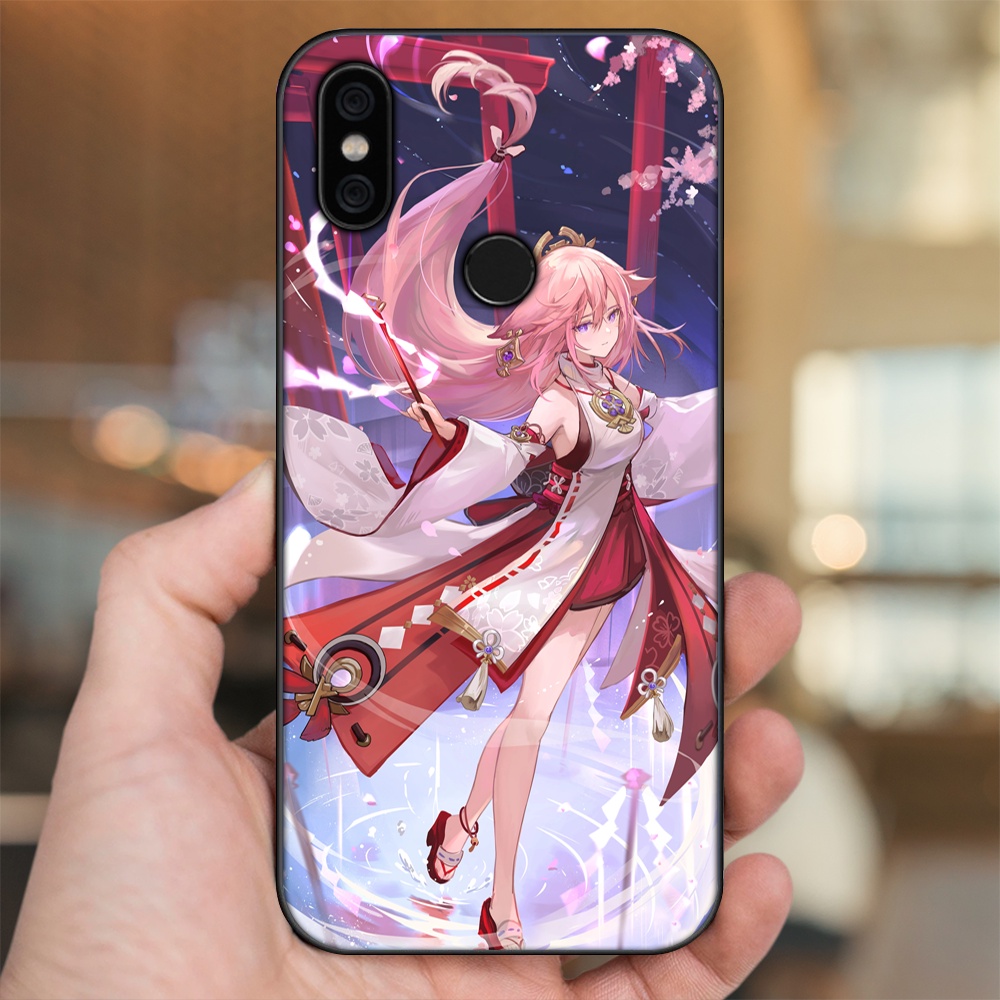 Ốp lưng Xiaomi Mi A2, Redmi 6X viền đen in hình Yae Miko Genshin Impact
