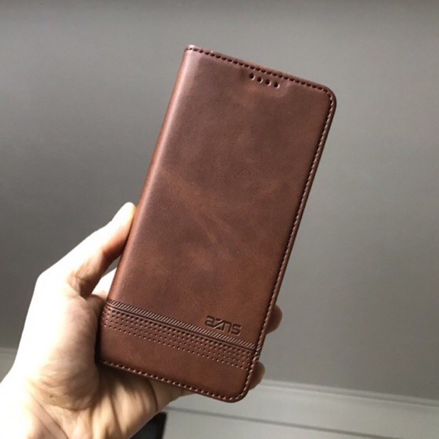 Bao da ốp lưng Oppo A73 gập nắp da thật mềm mịn kèm ví - azns