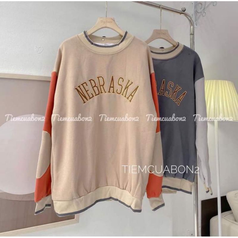 [Rẻ Vô Địch] Áo swt nỉ cổ tròn cotton tay bồng ------- ÁO NỈ NEBRASKA NHÁM TAY | BigBuy360 - bigbuy360.vn