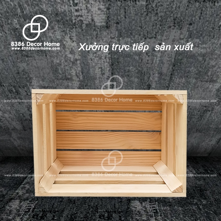 [GIÁ TẠI XƯỞNG] Thùng gỗ Pallet đựng đồ đa năng, trang trí homestay, Kệ decor đa năng gỗ thông mới, nhiều kích thước