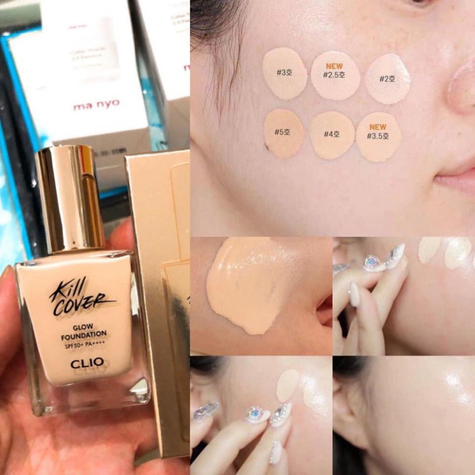 Kem nền CLIO Kill Cover Glow Foundation 15g - độ che phủ cao, da căng mọng