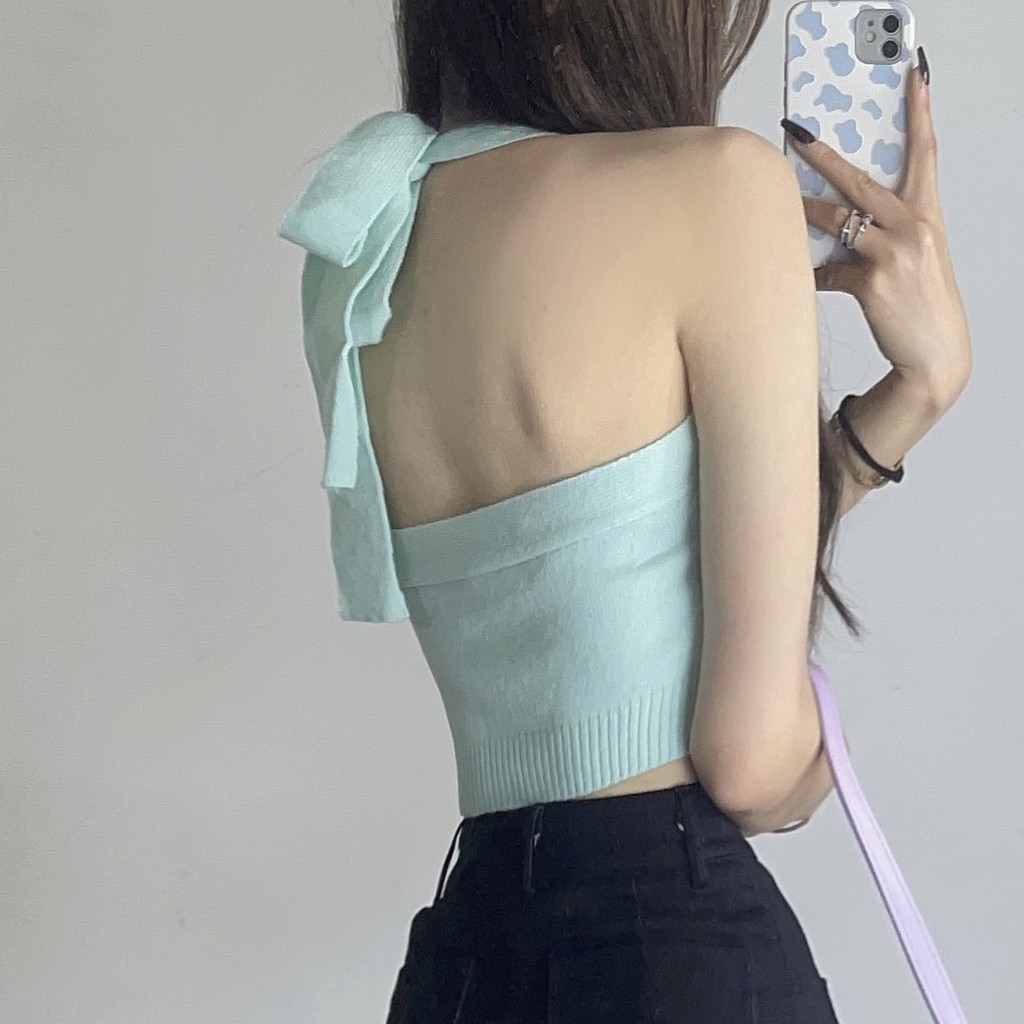 Cocory vn Áo croptop kiểu áo yếm thiết kế hợp thời trang cho nữ