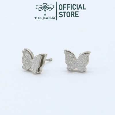 Khuyên tai bạc nữ hồ điệp cánh đôi chốt bi vặn xinh xắn TLEE JEWELRY B0290