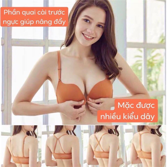 Áo Lót Đúc Su Không Gọng, Áo Ngực Cài Trước Cao Cấp Nâng Đẩy Tạo Khe Mặc Được Nhiều Kiểu, - Mã AL CT