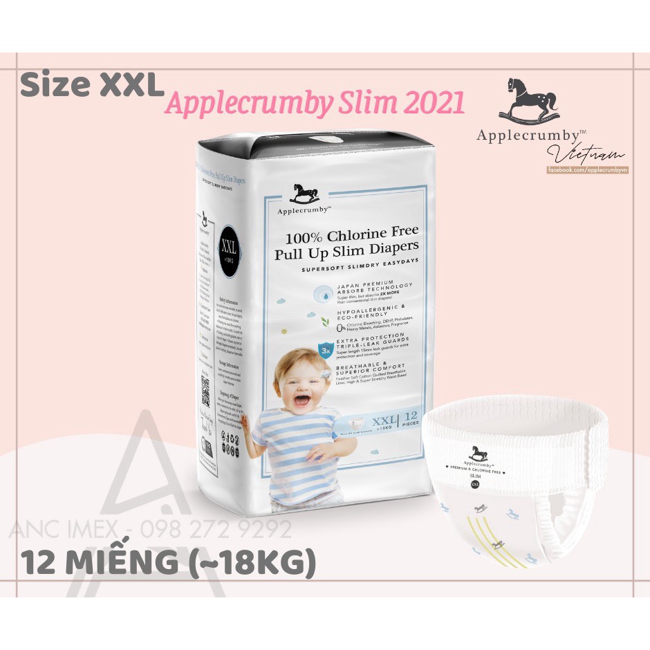 ( Miếng thử tách bịch) Miếng lẻ bỉm  Applecrumby SLim 2021 nội địa Malaysia siêu mỏng M1/L1/XL1/XXL1