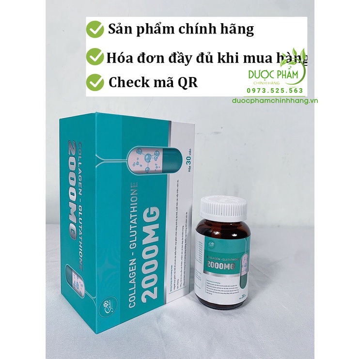 Viên Uống Trắng Da Glutathione 2000mg (Sỷ), viên uống glutathione 2000mg giúp sạch nám, trắng da bật tông