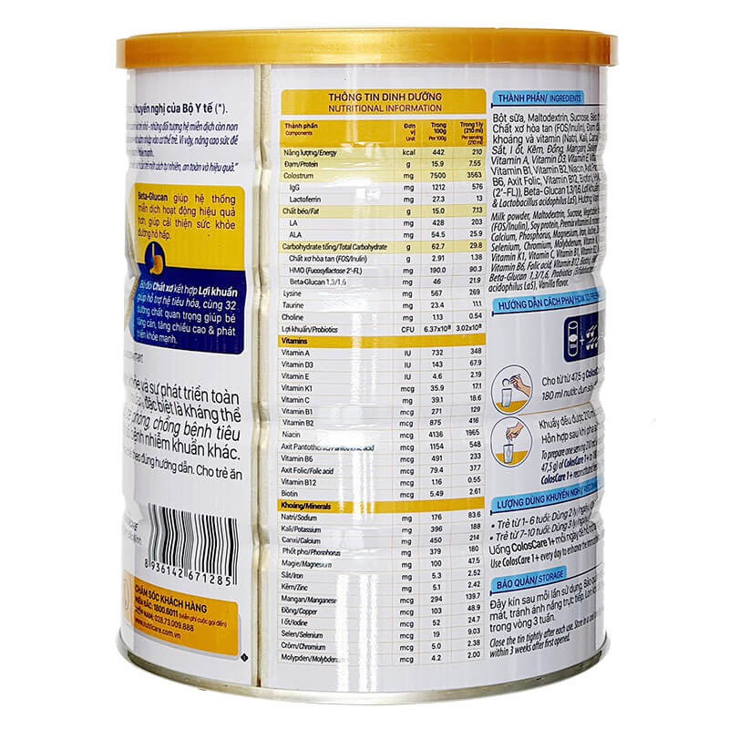 [Quét mã tích điểm] Sữa Non ColosCare 1+ 800g 1200igG 800g [Date 2024]