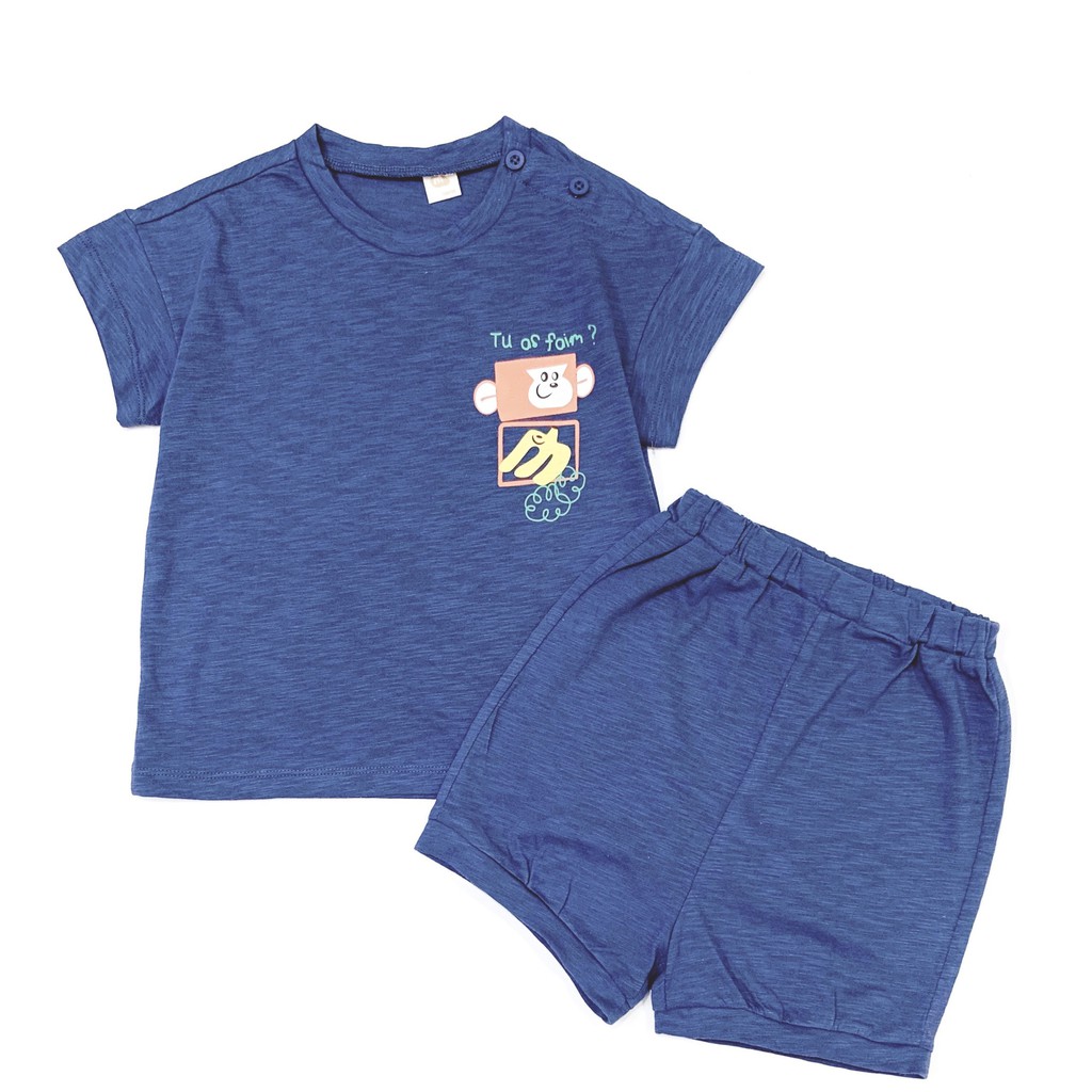 Bộ trẻ em cotton Milk Mile xuất Hàn hình chú khỉ