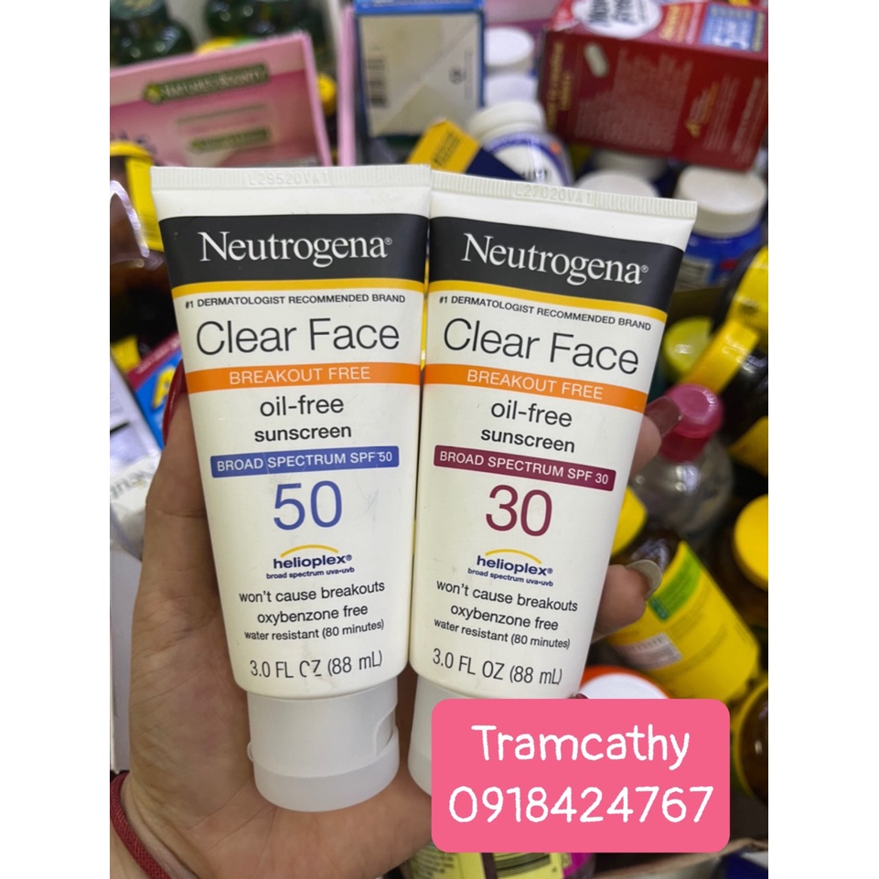 Kem Chống Nắng Cho Da Dầu Mụn Neutrogena Clear Face Oil Free Sunscreen 88ml