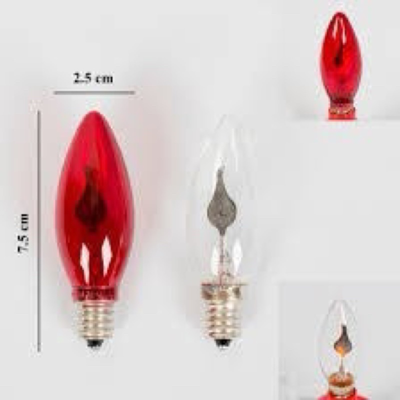 Bóng trang trí cao cấp đuôi e12 , bóng ớt , bóng đèn thờ , bóng lửa thuỷ tinh cao cấp