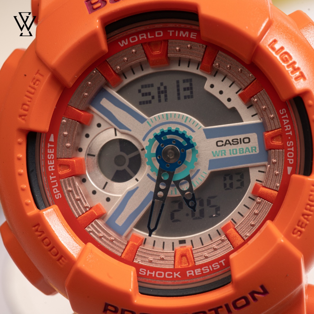 Đồng Hồ Điện Tử Nữ Casio Baby-G WATCHSTORE BA-110SN-4ADR Thiết Kế Mặt Kính Tròn 43.5mm, Dây Và Vỏ Nhựa Bền Bỉ
