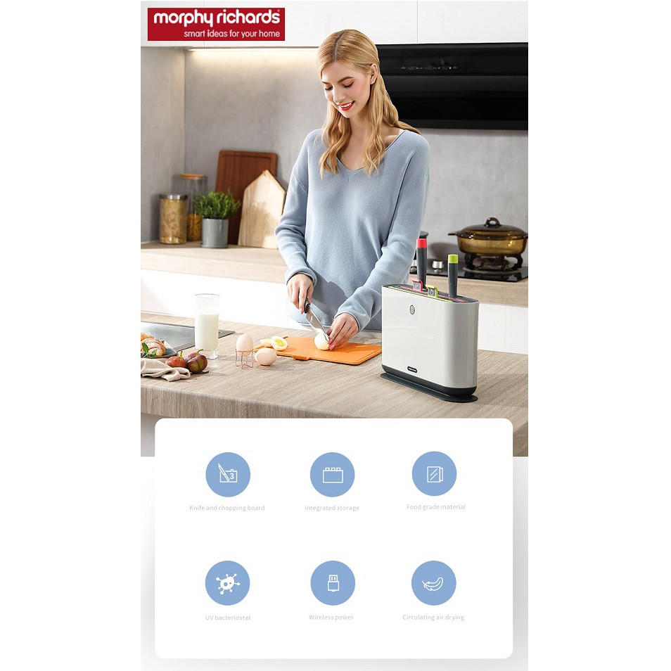 Morphy Richards MR1000 Bộ dao thớt khử trùng UV. [ Sale.30%] [ HÀNG CÓ SẴN ]