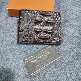 Ví da bò dập vân cá sấu cực chất. kt 9,5:11,5cm