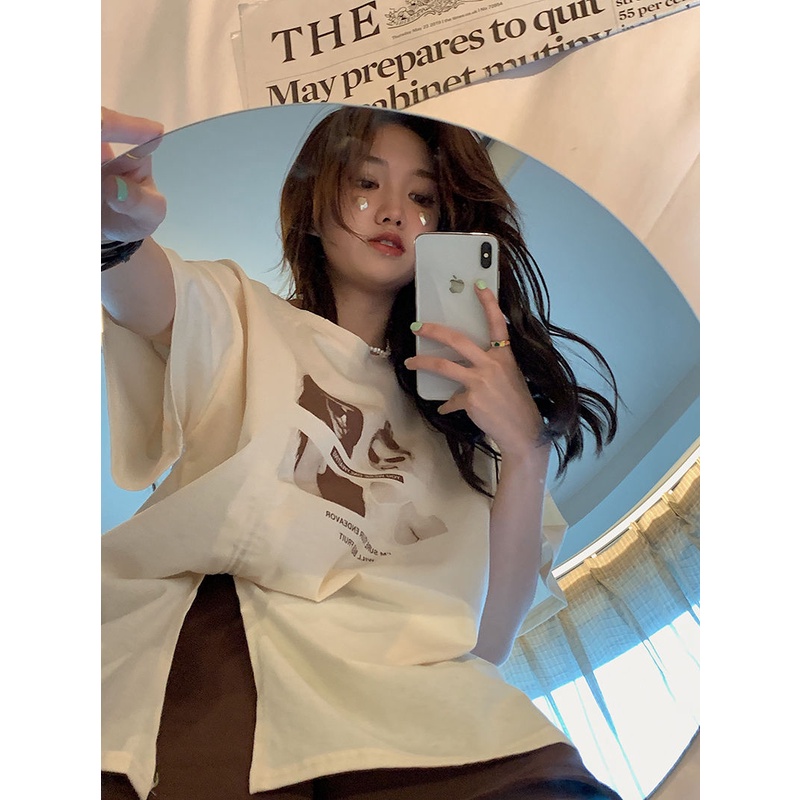 Bộ Áo Thun Tay Ngắn Dáng Rộng Phối Quần Short Thời Trang Mùa Hè 2022 Cho Nữ