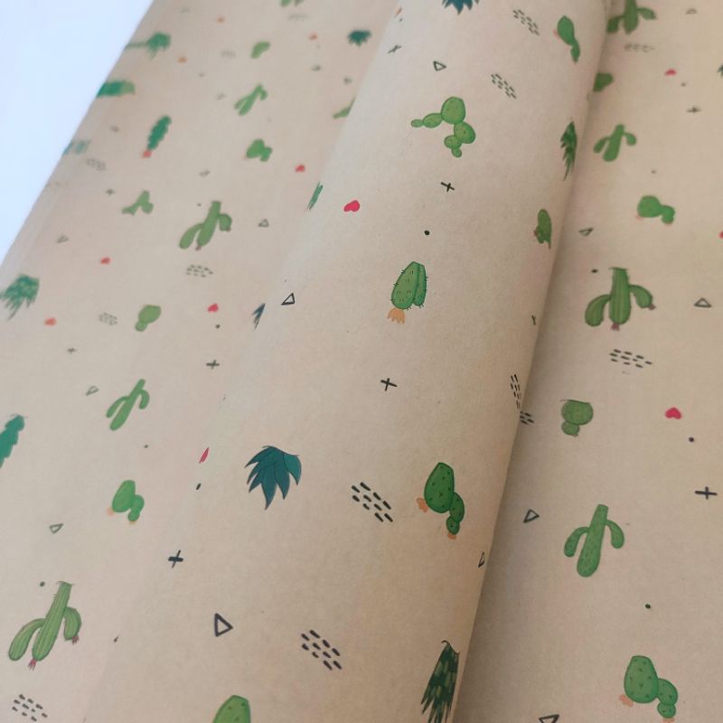 Cuộn 10 tờ GIẤY GÓI QUÀ (50x70cm) hoạ tiết HOA LÁ Vintage chất liệu giấy Kraft dày dặn
