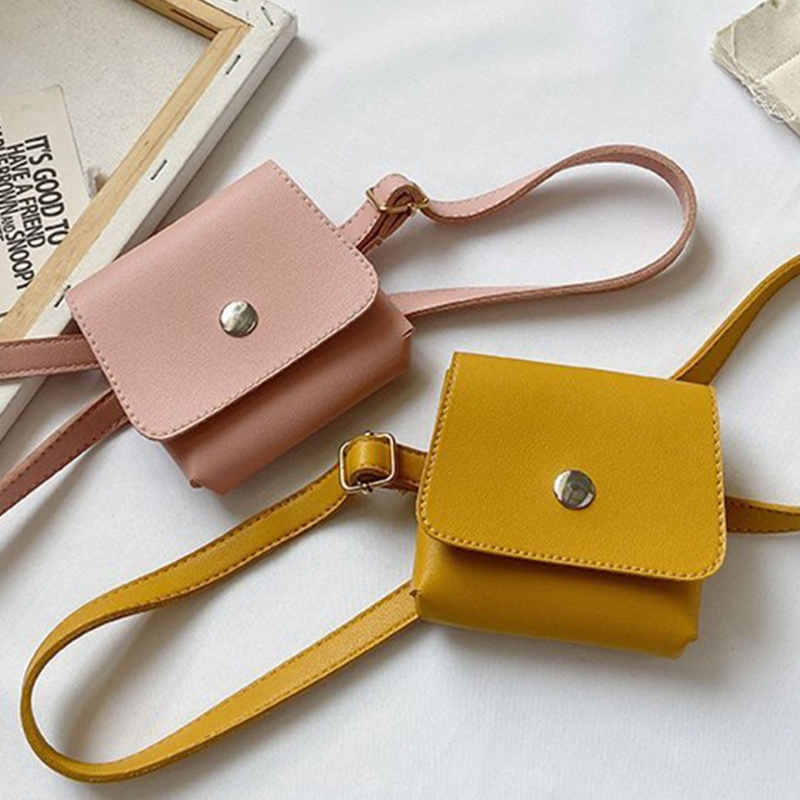 Túi Đeo Chéo Ngực Mini Màu Trơn Đơn Giản Thời Trang Mùa Hè Cho Bé Trai / Gái