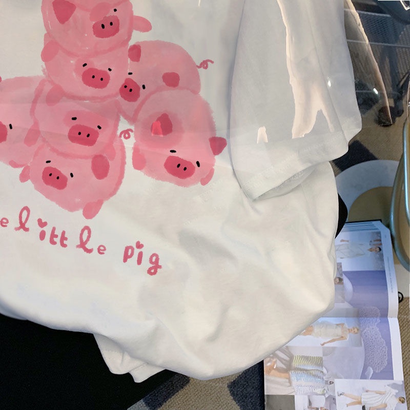 Áo Thun In Hình Chú Heo Dễ Thương Thời Trang Mùa Hè