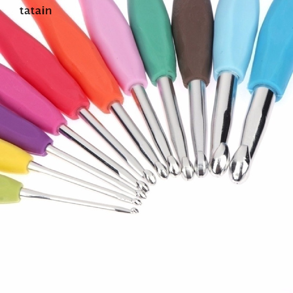 [TAT] 8/16pcs Colored Crochet Hooks Yarn Aluminum Knitting Needles Set Tool Kit with B CVX