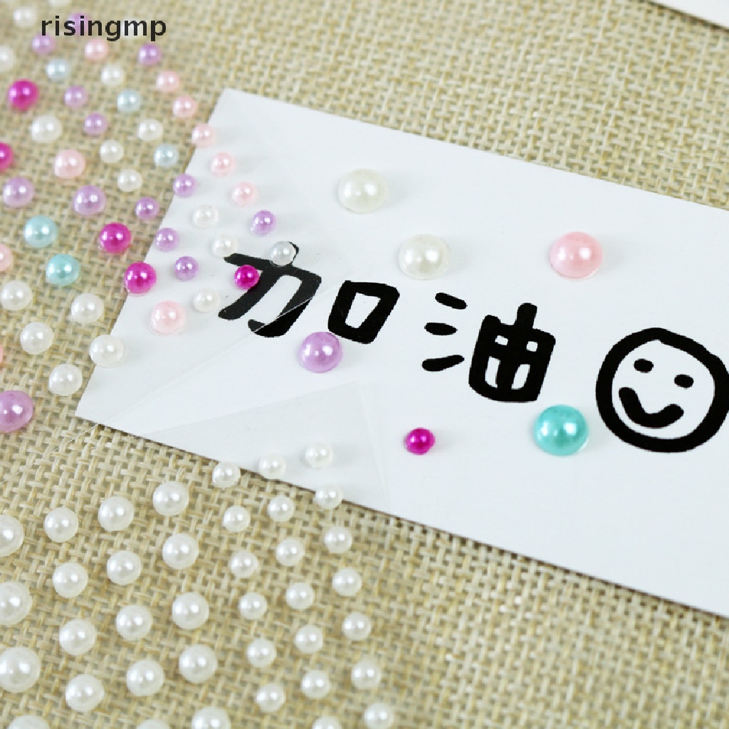 Set 165 Miếng Dán Hình Bán Nguyệt Đính Ngọc Trai Trang Trí Sổ Tay DIY ♨Trên đó