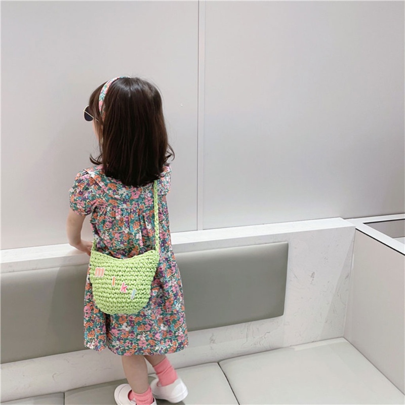 Túi Rơm Dệt Mini Đeo Vai Thời Trang Đi Biển Mùa Hè Cho Bé Gái