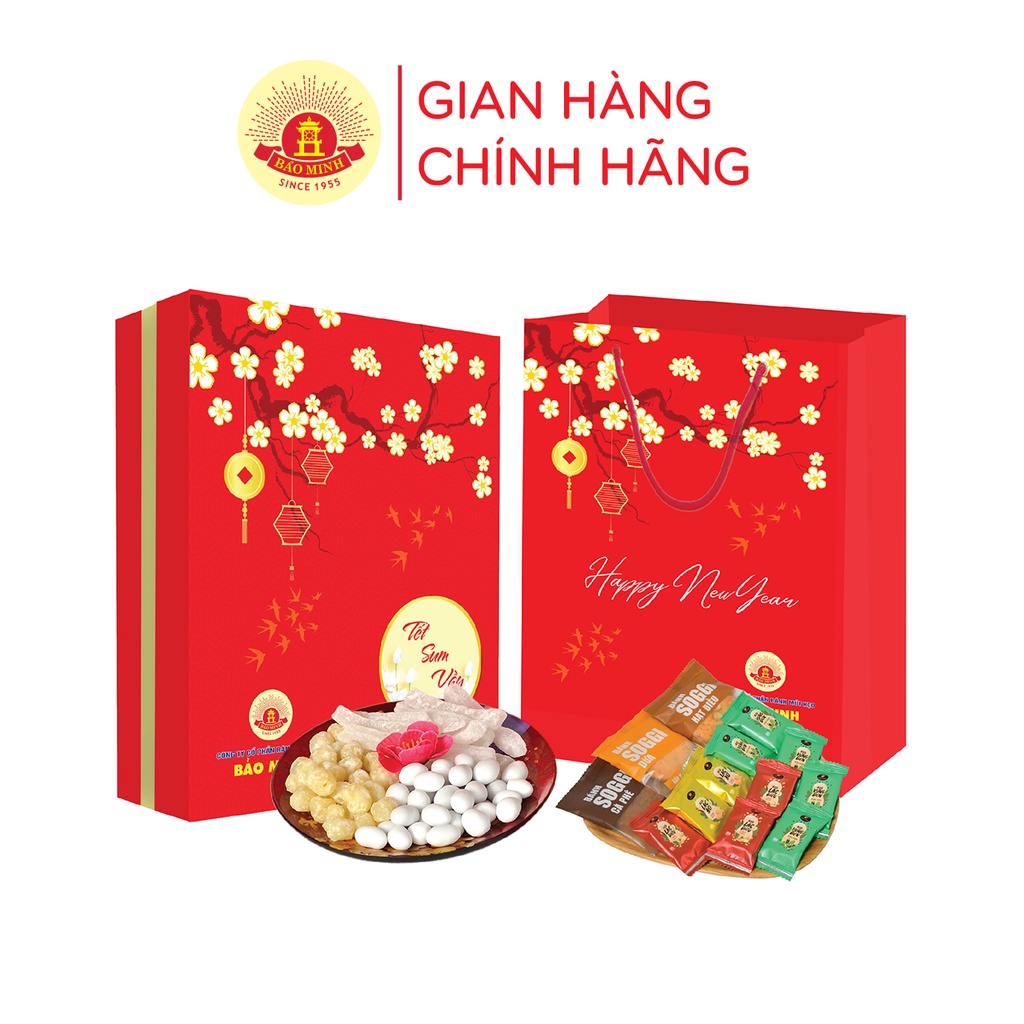 Hộp quà hương vị Tết Bảo Minh đặc biệt sang trọng 800gr