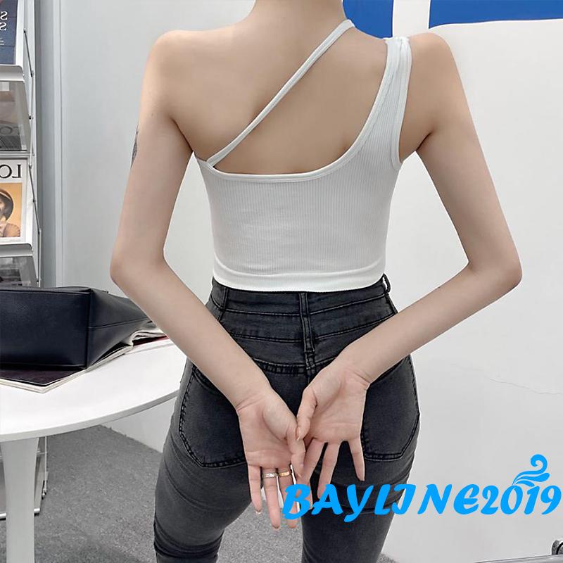 Áo croptop dành cho nữ không tay hở vai dáng ôm màu trơn thiết kế gợi cảm