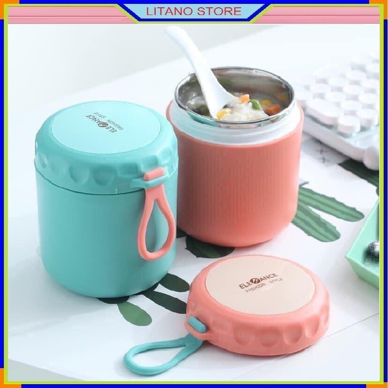 Bình Ủ Cháo  Giữ Nhiệt Có Quai Tiện Lợi Ruột Bình Bằng Inox Dung Tích 430ml