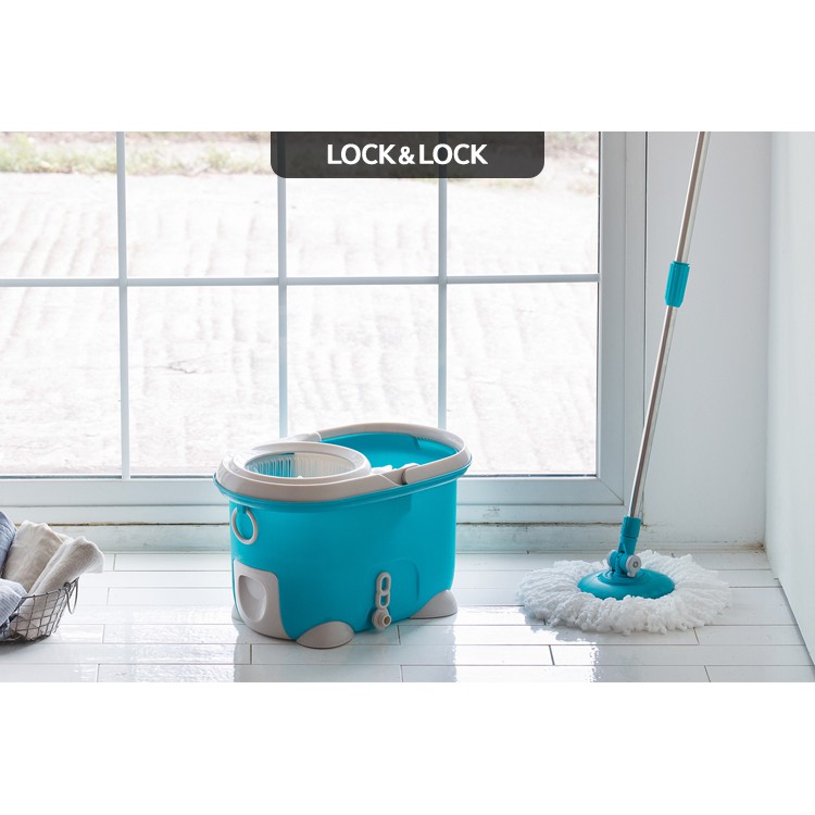 Bộ cây lau nhà xoay tay 360 độ Lock&amp;Lock MOP-Q2-1 màu xanh dương, hàng chính hãng!