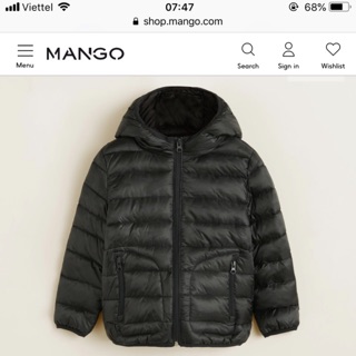 Áo phao siêu nhẹ mango đen tuyền xuất xịn