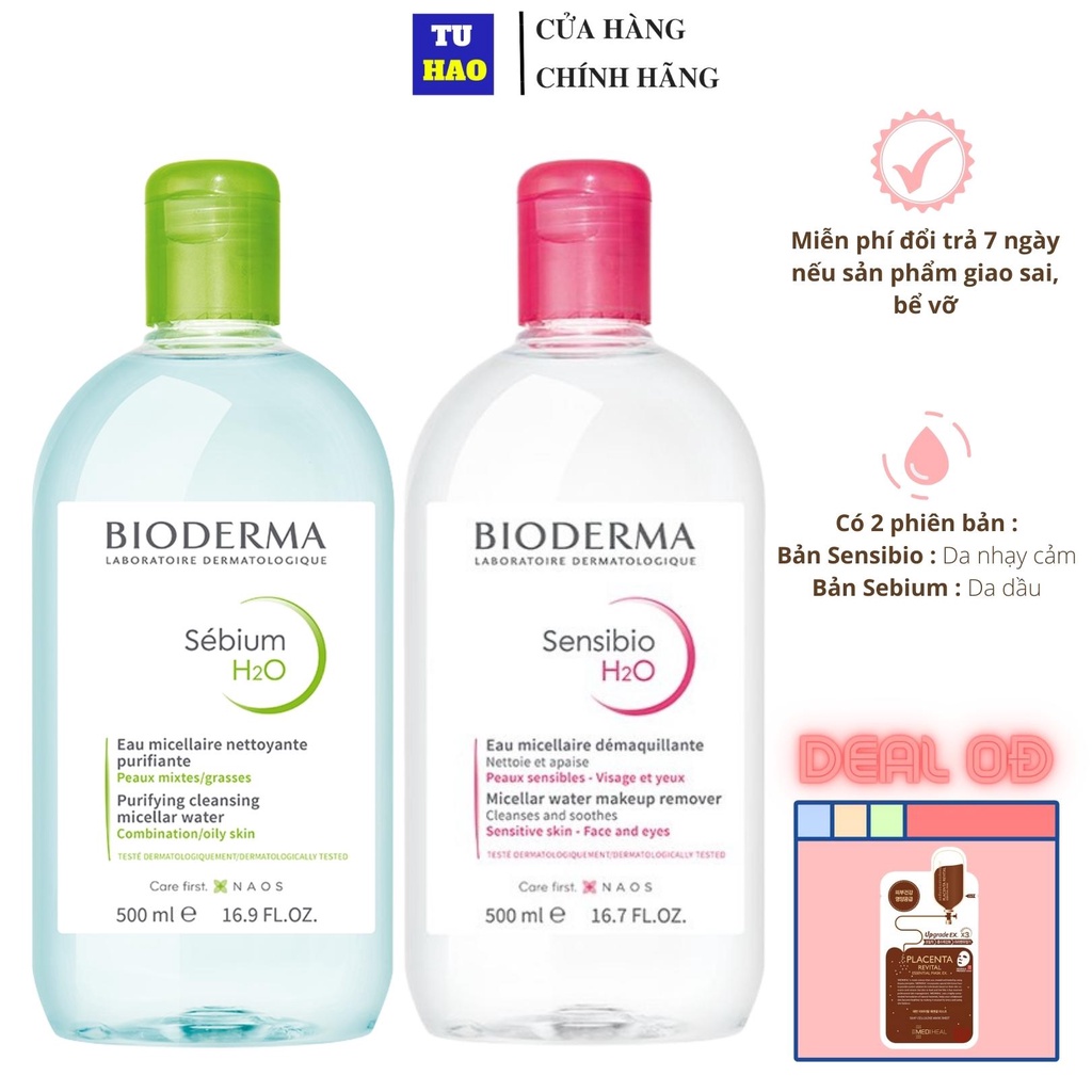 Nước tẩy trang Bioderma H20 dành cho da dầu Sebium, da nhạy cảm Sensibio 100ml