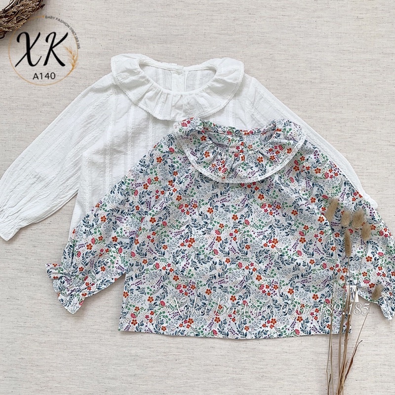 Áo Sơ Mi Cổ Sen Bé Gái 2021 Hàng QCCC [hãng Cutemilybaby] | Áo sơ mi trắng và in hoa bé gái | Áo sơ mi mùa thu xuân