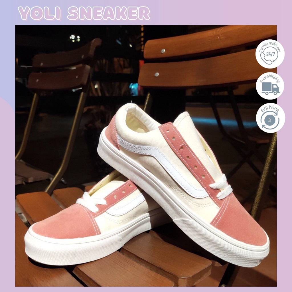 Giày Van Trắng Hồng Bản 1:1 , Giày Thể Thao Sneaker Nam Nữ