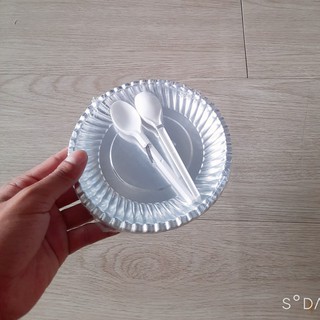 Combo Dĩa Giấy Bạc Có Muỗng 16cm - 10 Cái/xấp