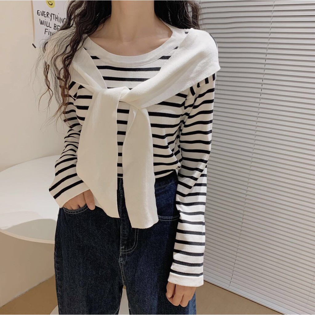 [BÁN SỈ] Áo Len Nữ Dệt Kim Dày Dặn Tay Dài Cổ Phối Khăn Buộc_Phong Cách Hàn Quốc | BigBuy360 - bigbuy360.vn