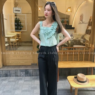 Áo 2 dây bèo vải organza