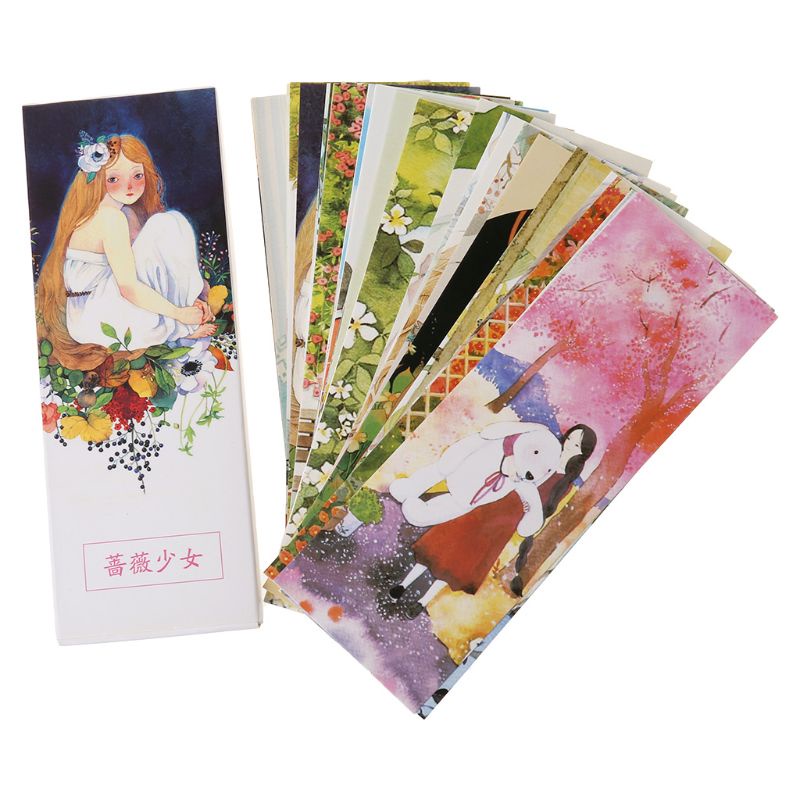 Set 30 Thẻ Giấy Ghi Chú Đánh Dấu Trang Sách Hình Cô Gái Xinh Đẹp